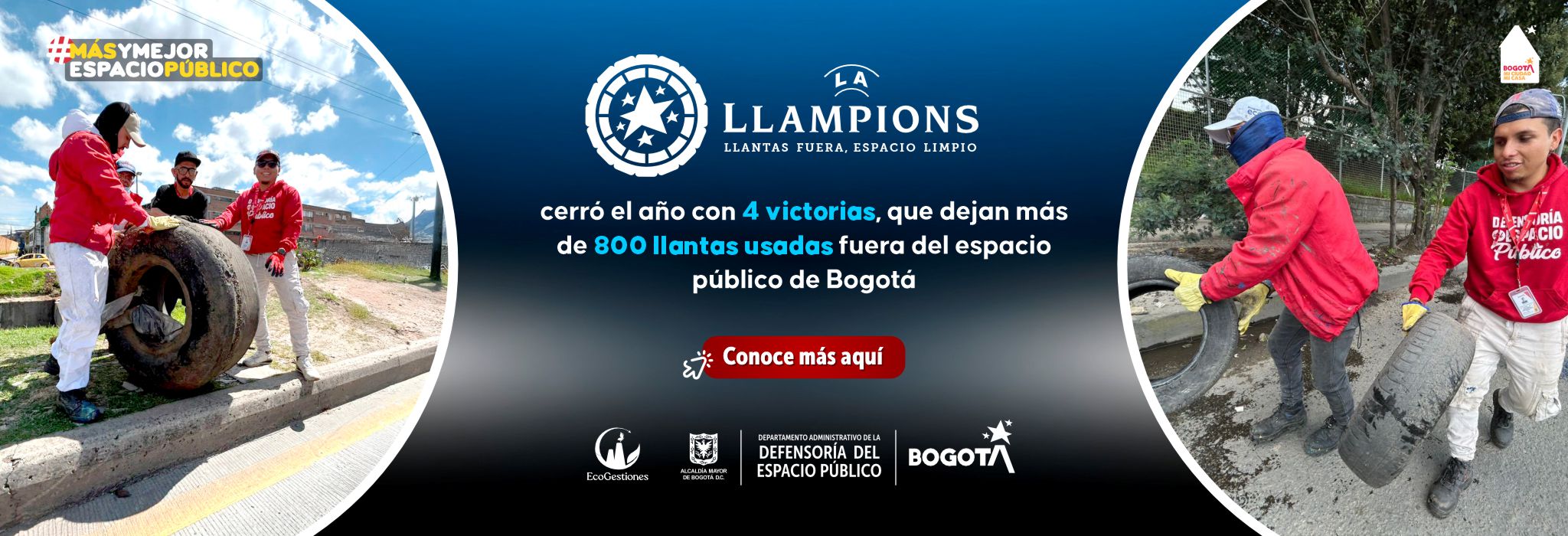 ‘La Llampions’ cerró el año con 4 victorias, que dejan más de 800 llantas usadas fuera del espacio público de Bogotá