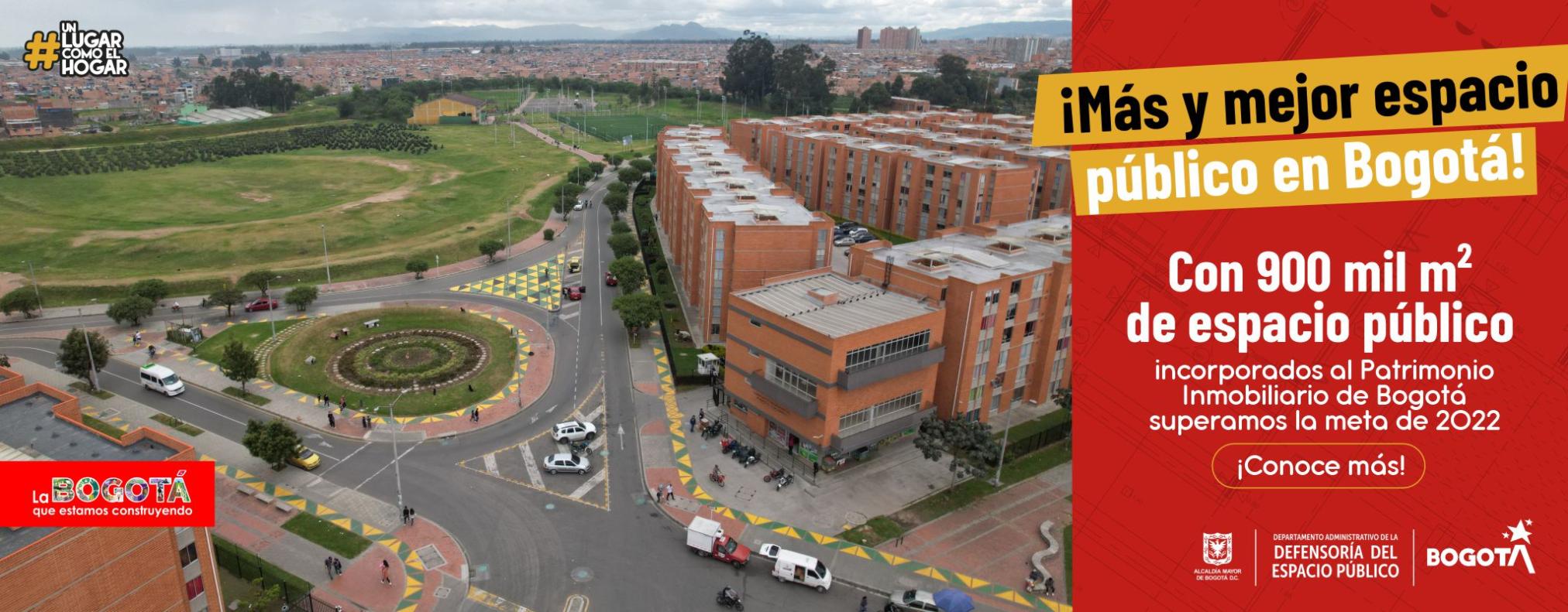 Con 900 mil metros cuadrados de espacio público incorporados al Patrimonio Inmobiliario de Bogotá superamos la meta de 2022